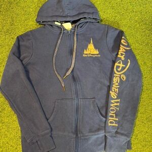 Disney navy blue zip up hoodie Size S #disneyland